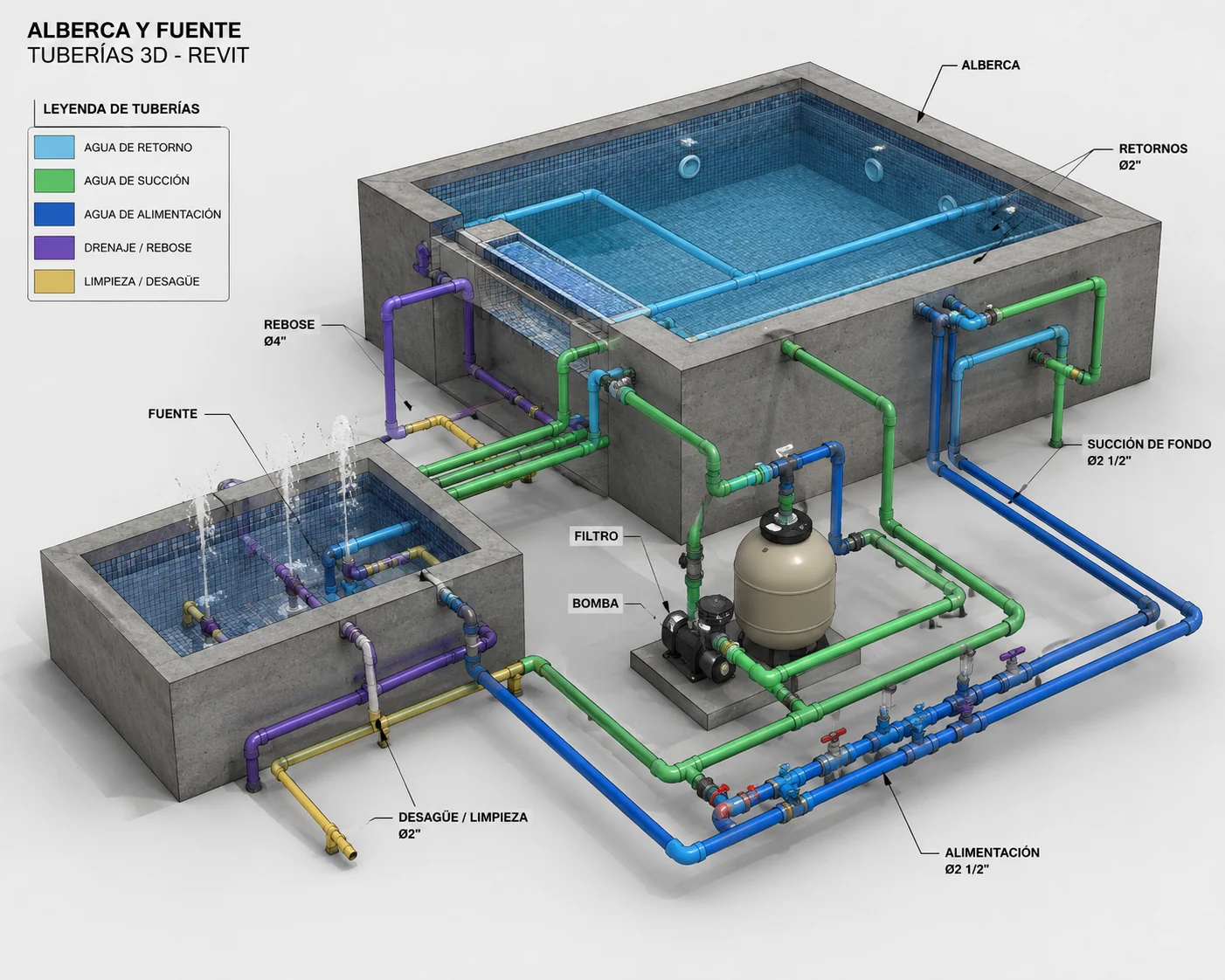 BIM Revit hydraulic piping model